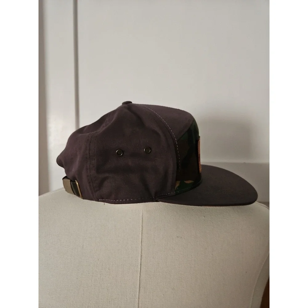 Steamboat Brown Camo Leather Patch Baseball Hat Strapback Adjustable Cap